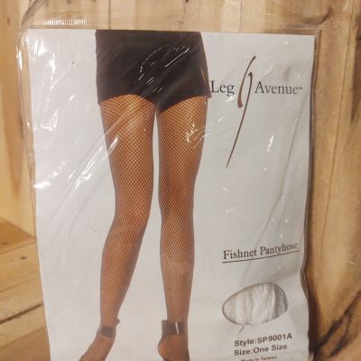 Leg Avenue Nylon Fishnet Pantyhose Tights Hosiery in White Women's one size